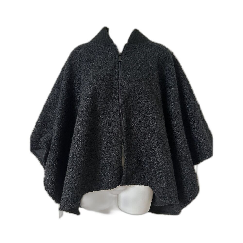 Canada WeatherGear One Size Black Poncho Cape Zip Up Polyester New With Tags